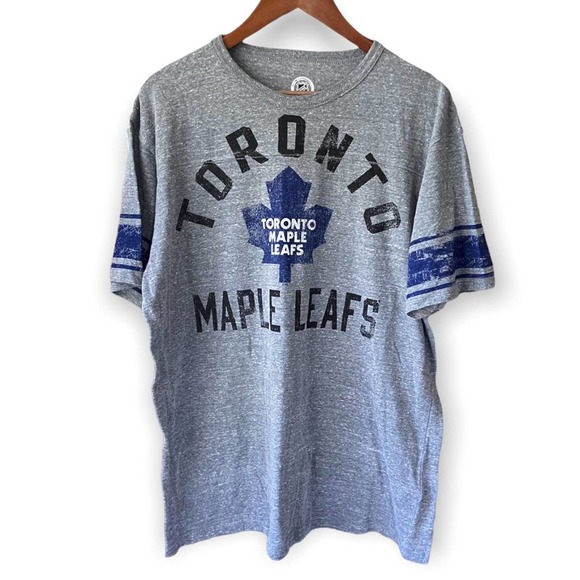 Toronto Maple Leaves NHL Hockey Grey and Blue Short Sleeve T-Shirt Size Large - Picture 1 of 5